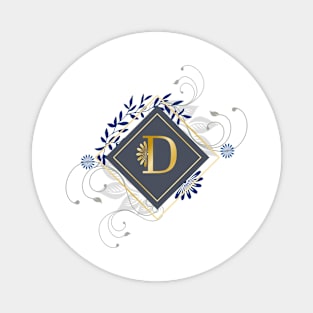 D, blue and gold initial monogram. Magnet
